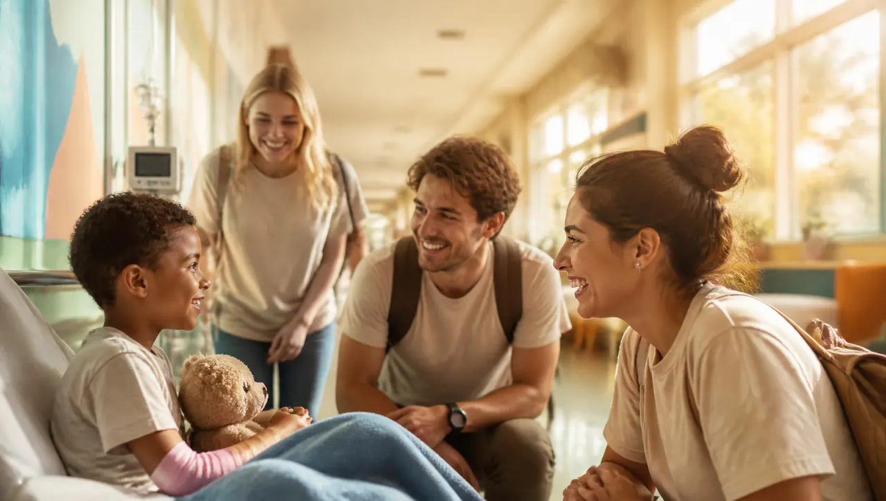 Beautifully Loved volunteers visiting children at a partner hospital in Central Texas